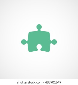 Puzzle Green Flat Icon On White Background