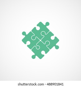 Puzzle Green Flat Icon On White Background