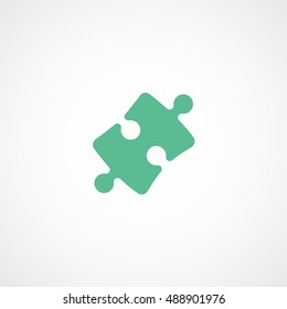 Puzzle Green Flat Icon On White Background