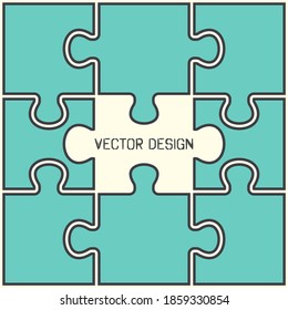 The puzzle is green with an indent for the text. Vector illustration.