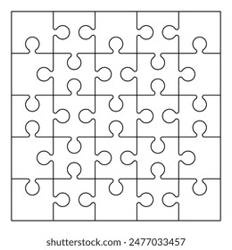 Contorno de cuadrícula de puzzle. Puzzle Plantilla para niños hoja de trabajo