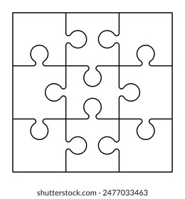 Puzzle Grid Outline. Puzzle template for kids worksheet