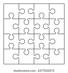 Contorno de cuadrícula de puzzle. Puzzle Plantilla para niños hoja de trabajo