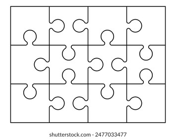 Contorno de cuadrícula de puzzle. Puzzle Plantilla para niños hoja de trabajo