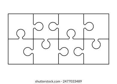 Contorno de cuadrícula de puzzle. Puzzle Plantilla para niños hoja de trabajo