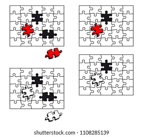 Puzzle grid and pieces