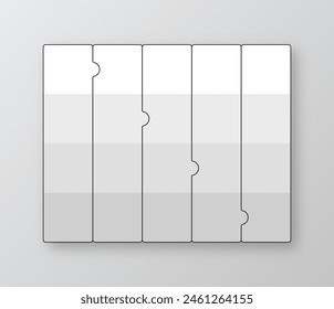 Puzzle grid with pieces in grey color gradation. Jigsaw puzzle info graphic with steps of process diagram. Business presentation for infographics. Rectangle business presentation infographic. Vector