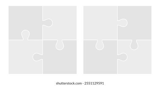 Puzzle grid vector. 2x2 puzzle grid, 4 pieces puzzle