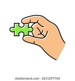puzzle hand jigsaw color icon vector. puzzle hand jigsaw sign. isolated symbol illustration