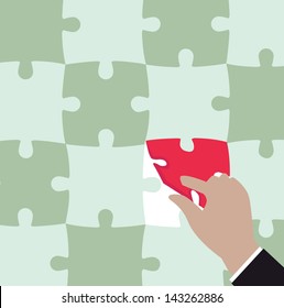 Puzzle hand pick solution in successful concept,vector eps10