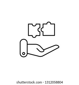 puzzle, hand, solution icon. Element of Human resources for mobile concept and web apps illustration. Thin line icon for website design and development, app development