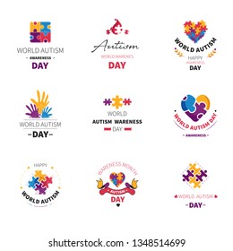 Puzzle and hands world autism day isolated icon vector mental disorder slow development vector jigsaw and heart charity and aid tolerance and solidarity autistic disability social unsuitability