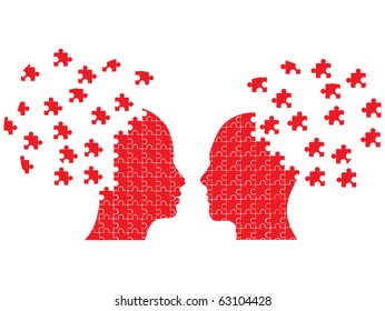 Puzzle head couple vector
