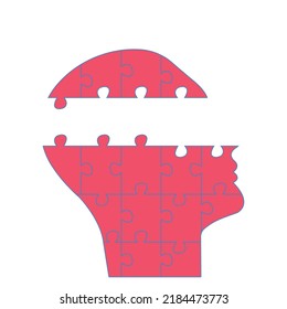 puzzle head with missing piece.Human silhouette puzzle. Creative medicine or business concept.alzheimer's,memory loss,disease concept.Brain and mental health.