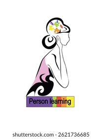 Puzzle head woman. Vector illustration of a puzzled head woman icon