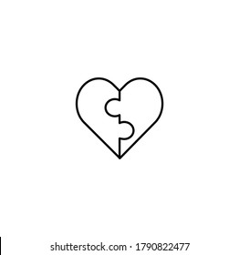 Puzzle Heart, Empathy Simple Thin Line Icon Vector Illustration