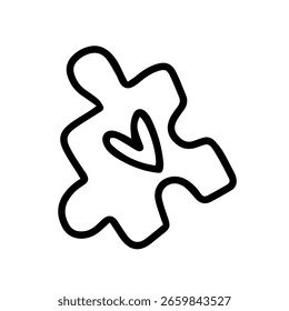 Puzzle con corazón dibujado a mano Clipart de Vector