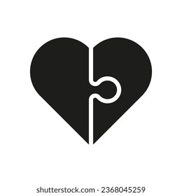 Icono del corazón del rompecabezas en estilo plano. Vector.