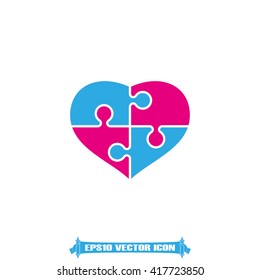 puzzle heart icon vector