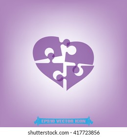 puzzle heart icon vector