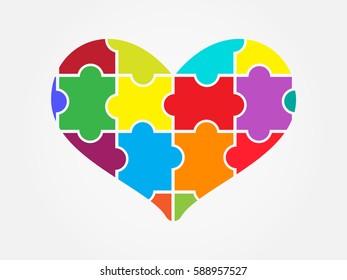 puzzle heart, icon, vector illustration eps10