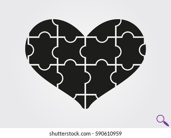 puzzle heart icon, vector illustration eps10