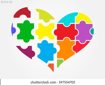 puzzle heart, icon, vector illustration eps10