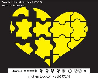 puzzle heart, icon, vector illustration eps10