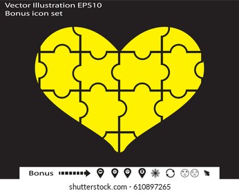 puzzle heart, icon, vector illustration eps10