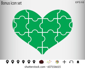 puzzle heart, icon, vector illustration eps10