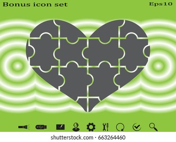 puzzle heart, icon, vector illustration eps10