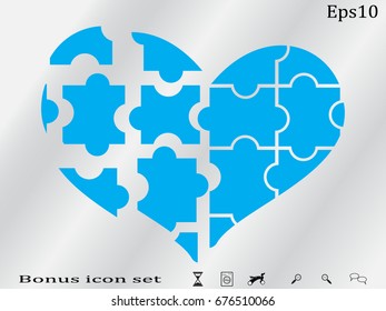 puzzle heart, icon, vector illustration eps10