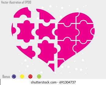 puzzle heart, icon, vector illustration eps10