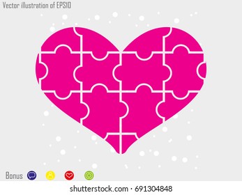 puzzle heart, icon, vector illustration eps10