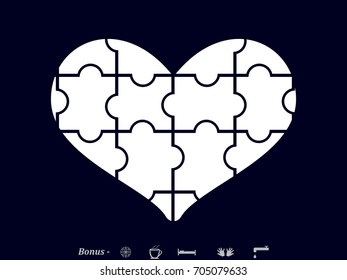 puzzle heart, icon, vector illustration eps10