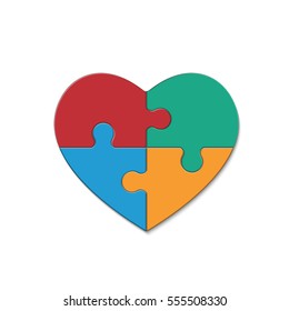 Puzzle heart. Isolated vector illustration on white background.