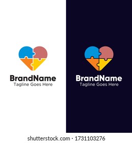 puzzle heart love cymbol logo tempalte vector eps