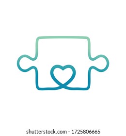 Puzzle and heart love supporting development health logo