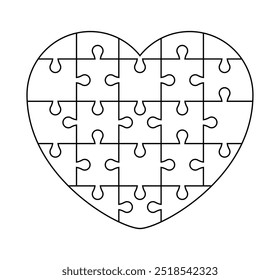 puzzle heart outline, jigsaw heart frame template, puzzle pieces