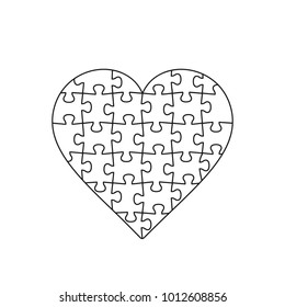 Puzzle Heart outline object, vector illustration isolated on white background.