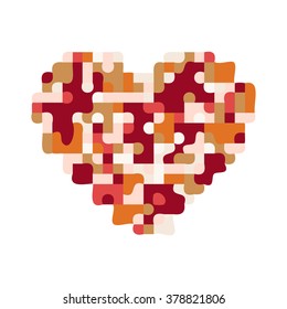 Puzzle heart. Pixel art vector illustration.
