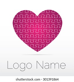 Puzzle heart shape, vector logo design template. Infinity shape icon,love creative concept. Happy valentines day!