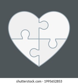 Puzzle heart simple piece template quality vector illustration cut svg