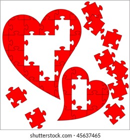 Puzzle heart. Valentine's Day abstract background.