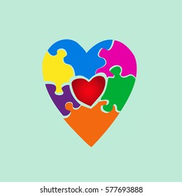 Puzzle heart vector background