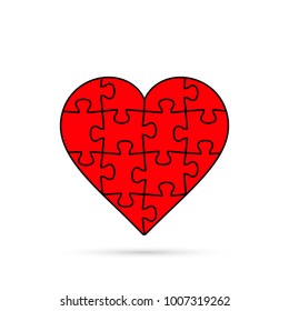 Puzzle Heart Vector Red Illustration Isolated Stock Vector (Royalty ...