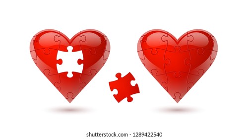Puzzle heart vector. Valentine's day vector element.
