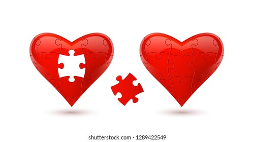 Puzzle heart vector. Valentine's day vector element.