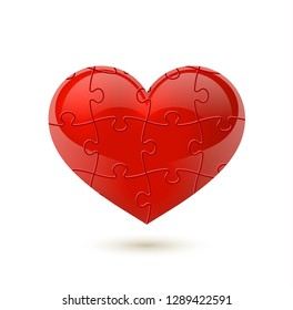 Puzzle heart vector. Valentine's day vector element.