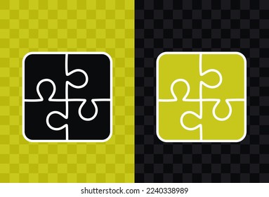 Puzzle, high quality vector silhouette icon. Puzzle icon silhouette isolated on dark and light transparent backgrounds, Puzzle symbol.